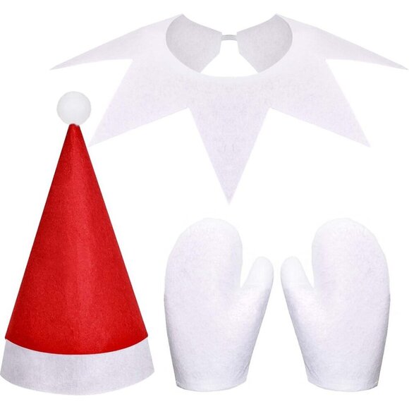Christmas Elf Costume Accessories Hat Gloves White Collar Party Dress Up main image 7